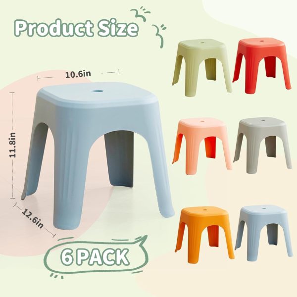 product-open-42e14f529ae5430fadf5b450e04bb560-goods 11"Stackable School Chairs, 6pcs Kids Plastic Classroom Chairs For Toddlers, Colorful Preschool Chairs For Classroom, Daycare, Room, Playroom (Rainbow, 6/12pcs)