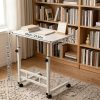 product-open-430e8a0bd3d14f348bf1d6f5730f3b51-goods Height Adjustable Computer Desk with Storage Shelf and Wheels, Mobile Rolling Desk for Home Office, Small Space Study Workstation Desk