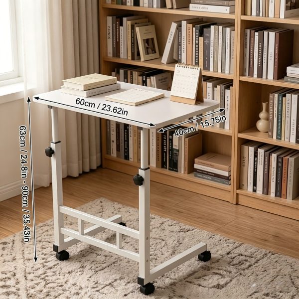 product-open-430e8a0bd3d14f348bf1d6f5730f3b51-goods Height Adjustable Computer Desk with Storage Shelf and Wheels, Mobile Rolling Desk for Home Office, Small Space Study Workstation Desk