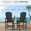 product-open-432bc385998e44f29d80f82c087449c8-goods 2pcs High-legged Adirondack Chair Set, All-weather High-density Polyethylene (HDPE) Bar Stool, Outdoor Chair with Double Tray and Parasol Opening, Suitable for Balconies, Poolside, Backyards, and Patios.
