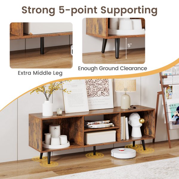 product-open-43460e5bd436498d883176577d44ed3a-goods LIFEZEAL 47.5" Modern TV Stand for 55-Inch TVs with Heavy-Duty Metal Legs & Engineered Wood Construction, 2-Tier Storage Shelves & Open/Enclosed Cabinets, Adjustable Height Feet, 200lb Capacity Entertainment Center Media Console for Living Room & Be