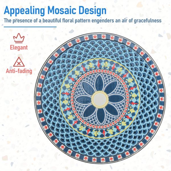 product-open-434dded4c4d94021a6a64eda589d17ba-goods GYMAX 24 Inch Patio Bistro Table, Mosaic Round Table w/ Ceramic Tile Tabletop, Heavy-Duty Metal Structure, Decorative Outdoor Dining Table for Backyard, Garden, Porch, Living Room