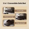 product-open-43a681b455ed49ffa66ea6cf7f30e923-goods Modern Convertible Sofa Bed 93.7' Space-Saving Sleeper with Pull-Out Design Three-Seater Leather Folding Transformable Durable Luxurious Suitable Adjustable Backrest Plush Cushions Cozy for Living Room