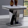 1pc End Table Modern Glam Style 18Mm Faux Marble on Top Rectangular V-Shape Pedestal Base Stainl Steel Metal Structure Chroma End Coffee Table-Not Included