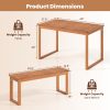 3pcs Patio Dining Set, Acacia Wood Rectangular Picnic Beer Table with 2 Benches for 4 People, Outdoor Dining Furniture Set for Backyard, Garden and Poolside