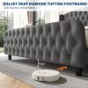 product-open-442b065ef91b495eacf99b12b851613f-goods Modern Queen Platform Bed Frame with Wingback Headboard - Cream Beige Suede Upholstery, Deep Button Tufted, Sturdy Slats & Noise-Free Base, No Box Spring Required, Easy Assembly Suitable for Luxury Bedroom Furniture