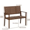product-open-453c8b871e814ece9e444a97aea8fc3e-goods MULTIGOT Hand-Woven PU All-Weather Outdoor Bench with Solid Rubber Wood Frame - Heavy-Duty 400lb Capacity Patio Loveseat Chair, Wide Backrest & Armrests, Brown Wicker-Like Texture, Low-Maintenance Garden Furniture for Porch, Deck