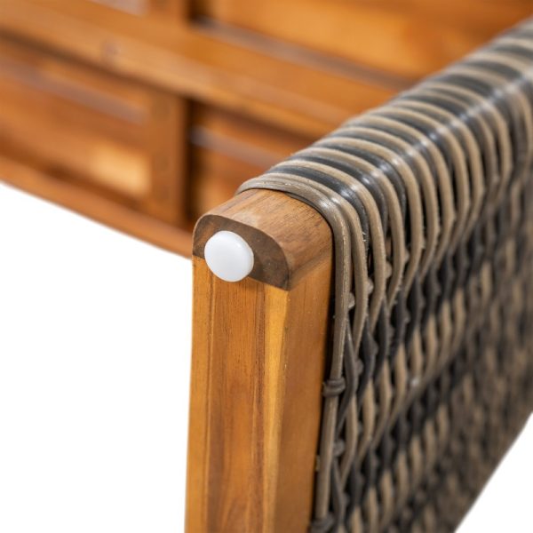 product-open-455218e0ecc047fc97e04858cd690fa5-goods Outdoor 1pc Acacia Wood Bench, Teak Finish+ Grey Wicker