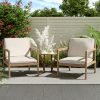 product-open-458d5f85e12447b488fd9c0a0e742ca4-goods Set of 2 Acacia Wood Armchairs | Light Teak Patio Club Chairs with Painted Frame, PVC Material