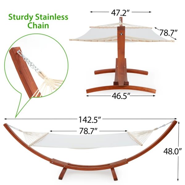 product-open-45999fd50cf947a292e89067bb4f7869-goods 2-Person Heavy-Duty Larch Wood Hammock with Stand - Suitable for Backyard, Garden, Patio & Indoor Use, Breathable Oxford-Coated Canvas Double Hammock, Sturdy Frame for, Outdoor Furniture for Balcony Or
