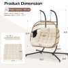 product-open-459a4f4db67d4cbf8c176e0f1b67d913-goods 2 Person Hanging Egg Chair with Stand, Outdoor Wicker Swing Chair with Cushion, Heavy Duty Loveseat Chair for Patio Balcony Bedroom