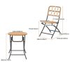 3pcs Folding Patio Bistro Set, Outdoor Round Table and Chairs with Hand-Woven Wicker Seat & Tabletop, Portable Metal Frame Dining Set for Balcony, Garden, Backyard