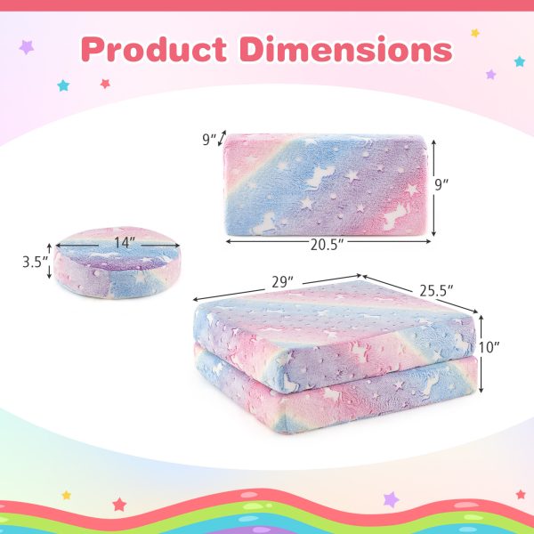 product-open-45d9b801eb684d17921bb7ba90ff3c0a-goods COSTWAY Modular Play Couch Set for Kids That Glows in The Dark, Foldable Sofa with Washable Flannel Covers, Easy-To-Carry Handles, And Convertible Foam Couch for Ages 3 And Up