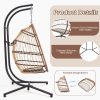 product-open-4688b419dbe24e559ea2774ee53eead7-goods 2 Person Hanging Egg Chair with Stand, Outdoor Wicker Swing Chair with Cushion, Heavy Duty Loveseat Chair for Patio Balcony Bedroom