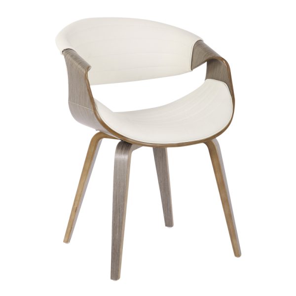 product-open-46c7f685509447df94f3589aaece0d83-goods Mid-Century Modern Dining/Accent Chair in Light Grey And White Faux Leather