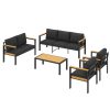 product-open-4727e04bb3904bb9b4b1d0e86c736967-goods 5pcs Outdoor Patio Furniture Set for 7, Metal Conversation Seating with Coffee Table, Ideal for Porch, Balcony, Garden And Sunroom, Gray/Black