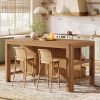 product-open-483703928db54fb496906e8ec47c33c1-goods 63-Inch Solid Wood Kitchen Island with Ample Storage Shelves, Farmhouse Style Kitchen Island Table with Seating, Counter Height Bar Table for Dining Room & Kitchen, Sturdy Construction & Easy to Assemble