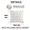 Outdoor Pillows 2pcs Set with Insert Hand-Drawn Beige Abstract Link Pattern Decorative Outdoor Cushion, 17.72inch Square Throw Pillow for Patio, Garden, Sofa, Bed, Breathable Fabric Cover with Hidden Zipper, Weather-Resistant