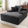 product-open-4a88d13c4a06437dbb0d8519e8e64ce6-goods 67" Chaise Lounge Sofa Bed with Faux Fur Upholstery, No Assembly Sleeper Couch with Memory Sponge Support, Ergonomic Plush Design with Throw Pillows and Thick Padding, Modern Comfortable Sofa for Living Room Bedroom Apartment, Grey & White Available