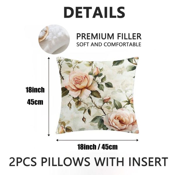 product-open-4aa9cc9f5d084e9d9942dfac26c802f2-goods Outdoor Pillows 2pcs Set with InsertAbstract Watercolor Botanical Print Outdoor Cushion, Artistic Floral Aesthetic Design, 17.72inch Square Pillow with Insert. Versatile for Patio, Garden, or Living Room Decor. Features Durable Weather-Resistant Fab