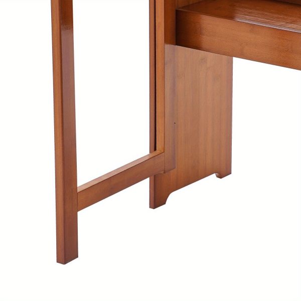 product-open-4acce654541145d390a8b1246041e951-goods Bamboo Folding Desk, Laptop Desk with Storage Shelf Writing Desk Vanity Table Small Computer Table Space Saving Workstation for Home Office Dark Brown