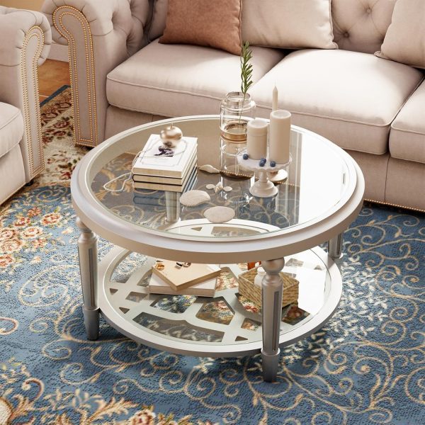 product-open-4af968ca1ecd4c1197386217bd4a4877-goods COSIEST Modern Coffee Table - Home Decor End Table - with Tempered Glass Top, Light Side Table End Table, Living Room, Sofa, Furniture