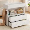 Baby Changing Table Dresser with 2 Drawers & Open Shelf - Modern White Nursery Dresser, Diaper Changing Station with Lock-Free Design, Non-Wood Durable, Easy Assembly for Kids Room, Nursery, Baby Room Storage Organizer