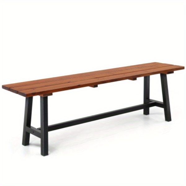 product-open-4bb775d132f74e3c81416da72c4cea50-goods Outdoor Bench Measuring 63 Inches by 58 Inches, Featuring Metal Legs And a Rustic Wooden Design, Suitable for Both Indoor And Outdoor Dining on Porches Or Patios