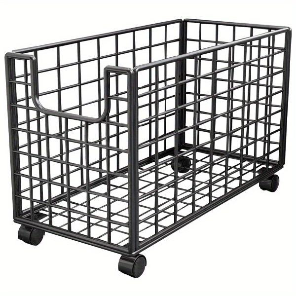 product-open-4bdba75a79d240d7949181e24307ac10-goods 1pc Metal Storage Basket With Wheels, Multifunctional Organizer For Laundry, Bathroom And Kitchen, Without Lid, Home Organization Baskets, Boxes And Containers, Shelf Baskets