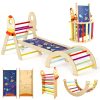 product-open-4c0f47dc4a9a482daa1f0da4e926de2b-goods 8in 1 Pikler Triangle Climbing Set Foldable Indoor Jungle Gyms for Toddlers Baby Indoor Playards Jungle Gym with Oval-shaped Crossbar Design Wooden Climbing Set for Toddler to Inspire Children's Exploration