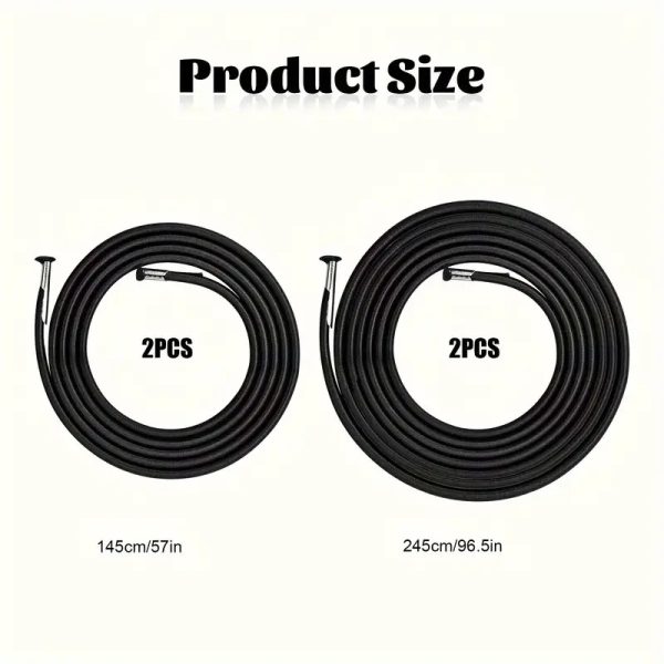 4pcs Zero Gravity Chair Repair Kit with Replacement Ropes - Elastic Straps And Metal Rings, Black Fabric, Compatible with Lounge Chairs/Recliners