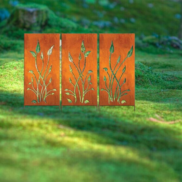 product-open-4d3e888f6d1141298acf2c45b5326c50-goods Outdoor Privacy Screen (3pcs Set), Outdoor Metal Wall Decoration, Large Metal Wall Sculpture, Wrought Iron Wall Art, Metal Garden Flowers