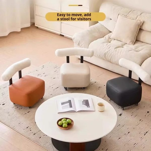 Entryway Shoe Changing Stool with Smooth Rolling Wheels, Sturdy Wooden Frame And Non-Slip Rubber Feet, Multifunctional Design for Putting on Shoes, Quick Changing, Temporary Seating And Small Item Organization, Ideal for Entryway, Living Room
