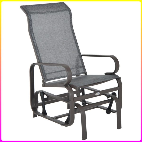product-open-4d7ebe2338ee48fe93475460ae91c806-goods Patio Glider Rocker, Metal High-Back Chair for Use - Gray