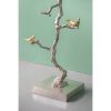 product-open-4e0d2f395fea4f3e97cb0adf06881a2b-goods 16.9x16.9x28' Round Aluminum Side Table with Sier Branch Design and Golden Bird Accents