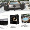 [Outdoor All Weather Sofa] Patio Rattan Sofa Set Spa Surround Spa Frame With Storage Spaces, Outdoor All Weather Round Conversation Sofa Set With Acacia Wood Seats And Waterproof Cushion, Free Combination