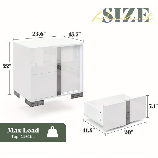 product-open-4ef0f97ec7654ed0a9785466fa00862a-goods Modern Nightstand with Drawers - High-Gloss Bedside Table Suitable for, MDF/Fiberboard, Space-Saving End Table with Pull Handle, Assembly for Small Bedrooms & Contemporary Decor, Assembly Required