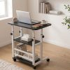 product-open-4f49af71fa764dc7a07f31705713178b-goods Height Adjustable Computer Desk with Storage Shelf and Wheels, Mobile Rolling Desk for Home Office, Small Space Study Workstation Desk
