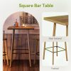 product-open-4fec5574eba049f4ad469c486dc3e681-goods 2-Seater Bar Table And Chair Set, 39.4' Height Square Bistro Pub Table with 2 Chairs & Footrest, Compact Cocktail Bar Height Table Set for Small Space, Dining Area, Cafe, Kitchen, Living Room, Apartment & Balcony