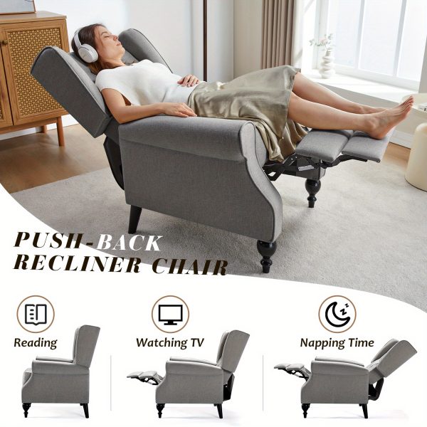 product-open-4ff00ab911c6424ba1caa47b449be3d5-goods ALBOTT Tufted Push Back Recliner Chair - Wingback Accent Armchair for Adults, Club-Style Design for Home Use