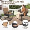 product-open-50080ca2d14d4236944ccefa251f51be-goods Andehomy 7pcs Patio Dining Set with 6 Chairs And 1 Table, Outdoor Dining Set with 2 Wicker Swivel Patio Dining Chairs with Cushions & Black, Rectangular Woodgrain Metal Dining Table with 1.75" Umbrella Hole, Black & Brown