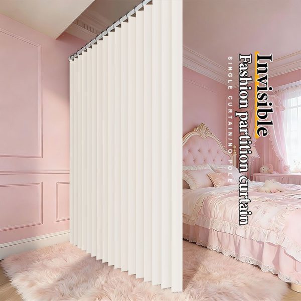 1pc Foldable Room Divider Curtain, Space-Saving Folding Privacy Screen with Hooks, Light-Blocking Polyester Curtain Suitable for Living Room, Bedroom, Kitchen- Modern Home Decoration Divider, Foldable Design, Easy Installation, Durable Fabric, S