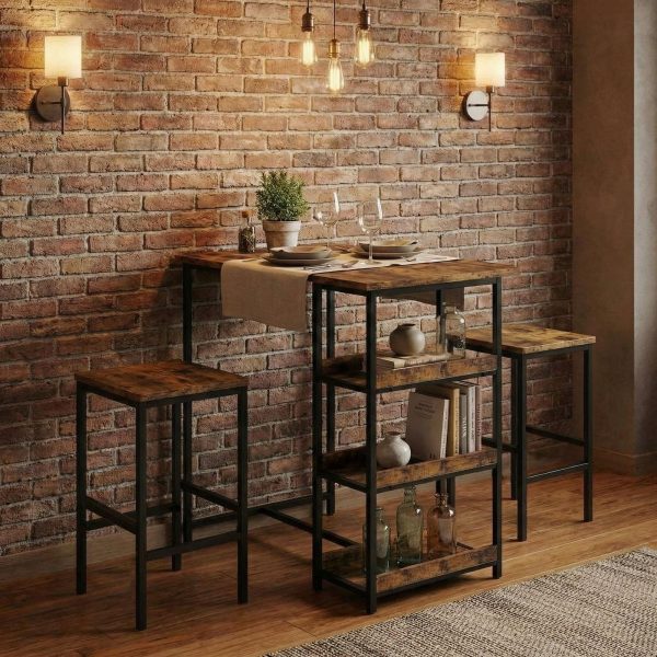2026 NEW Side Tables, 1 Box Set Board Bar Table And 2 Stools Storage Furniture Combo, Designed for Convenient Storage And Space Saving, Small End Table with Storage Shelf, Modern Nightstand for Bedroom Living Room Studio, Portable Snack Table