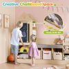 Bookshelf Featuring a Cozy Reading Corner, Wooden Organizer for Storage Equipped with a Chalkboard And Bench, Ideal Reading Nook for Boys And Girls, Shelf Suitable for Bedroom, Nursery, Or Playroom, Crafted from Natural Oak
