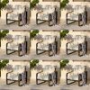 Outdoor Patio Lounge Chair with Beige Cushions, Black Aluminum Frame, Wood Armrests, Modern Style, Ideal Fathers Day Gift