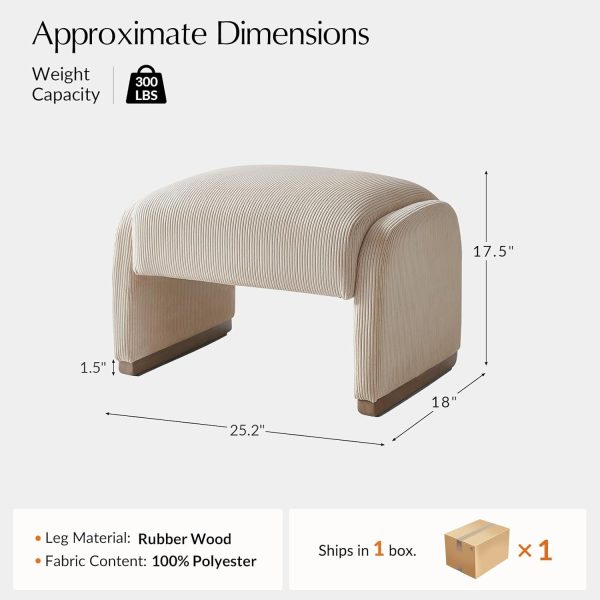 product-open-50fd3fa423ae4e20b0a79e4df8d9b4b8-goods Modern Corduroy Ottoman with Solid Wood Legs, Foot Stools Ottoman with Versatile Footrest, Extra Seat And Decorative Accent