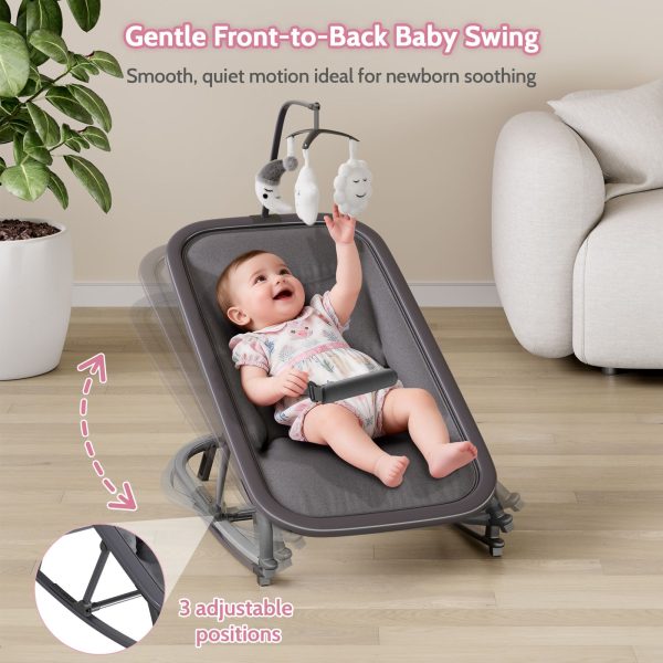 product-open-513d928a1256405bbceb5b93d008768c-goods 2-in-1 Collapsible Bouncer and Rocker Seat - Lightweight, Quiet, 3-Position Adjustable Cradle -No Assembly Needed, Portable Nursery Chair, Ideal for Showers