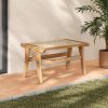 product-open-5177384d226845d196967a8f1c887994-goods Ottoman Footstool, Natural Teak Wooden Foot Rest W/ Handwoven Rattan for Living Room Bedroom Office, 14" H, Indoor