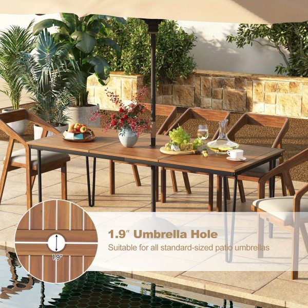 Multigot 79" Outdoor Dining Table 8-Person Patio Table with 1.9" Umbrella Hole