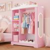 product-open-52a1ebcb53c0457f9c2c730518e9ed4c-goods Kids Armoire with Jewelry Cabinet, Dress up Storage with Mirror and Shelves, Princess Dress Closet and Costumes Wardrobe Closet, Costume Organizer for Bedroom, Kids Room, Girls